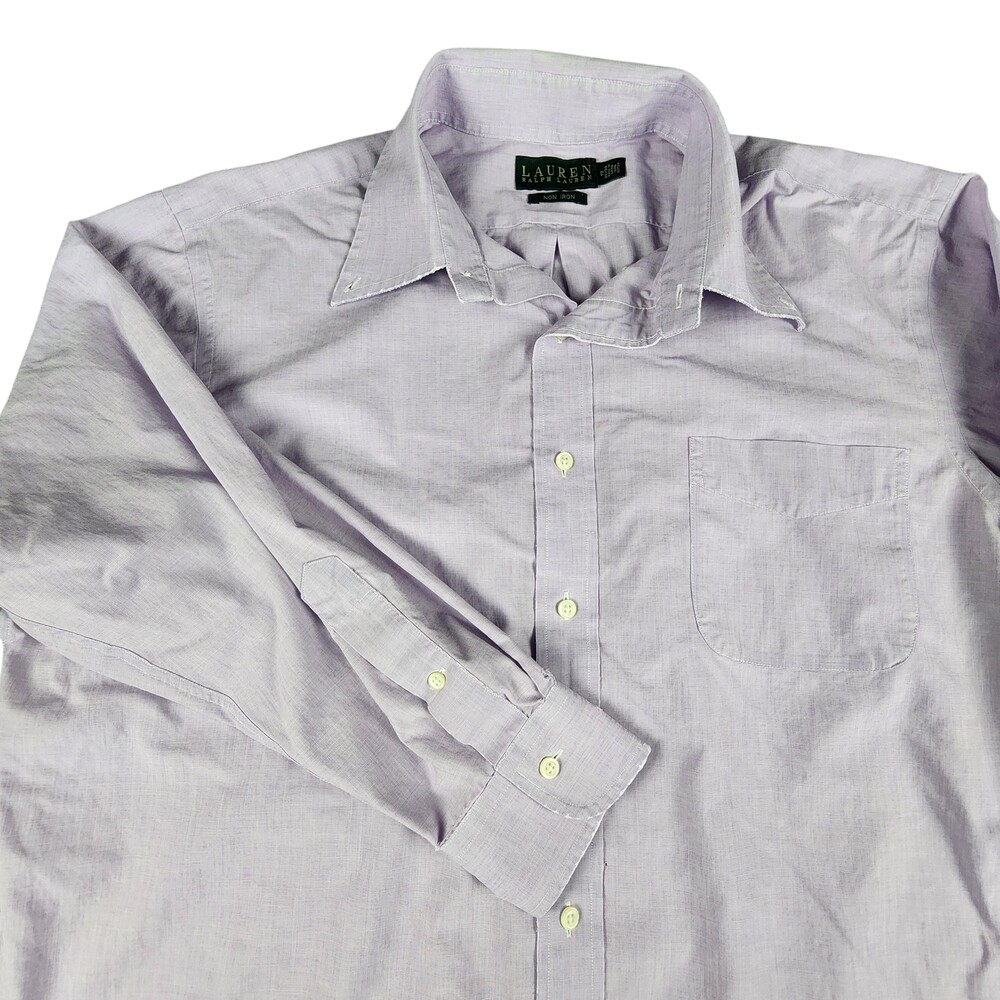 Lauren Ralph Lauren Dress Shirt Mens 17 32/33 Purple Non Iron Long Sleeve